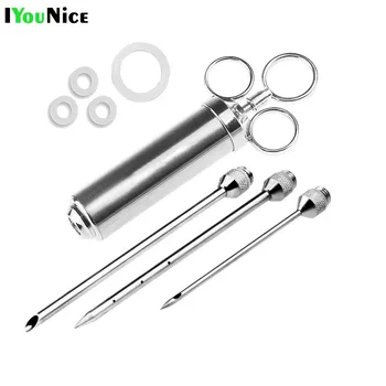 New 2 Oz Meat Injector Syringe Poultry Marinade Flavour Injector Meat Seasoning Injectors BBQ Kit Kitchen Tools with 3 Needles
New 2 Oz Meat Injector Syringe Poultry Marinade Flavour Injector Meat Seasoning Injectors BBQ Kit Kitchen Tools with 3 Needles