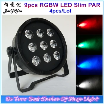 

High Quality Christmas Party Wash 9x12W 4In1 RGBW LED Flat Par Slim Par Can DJ Light 9pcs RGBW Cheap Plastic LED Flat PAR Light