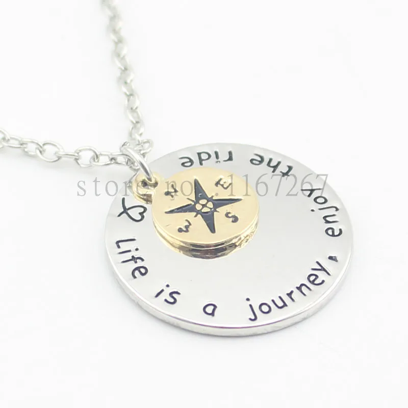 2016 new "Life is a Journey enjoy the ride " Compass in Gold-Flashed Silver necklace Hand Stamped Necklace Personalized Jewelry
2016 new "Life is a Journey enjoy the ride " Compass in Gold-Flashed Silver necklace Hand Stamped Necklace Personalized Jewelry