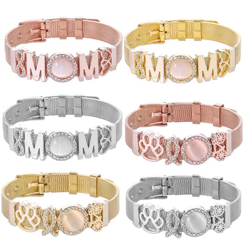 TOGORY Unlimited Love MOM Mesh Charm Bracelet Set Stainless Steel DIY Fine Bracelet Bangle for Women Mother Fashion Jewelry
TOGORY Unlimited Love MOM Mesh Charm Bracelet Set Stainless Steel DIY Fine Bracelet Bangle for Women Mother Fashion Jewelry