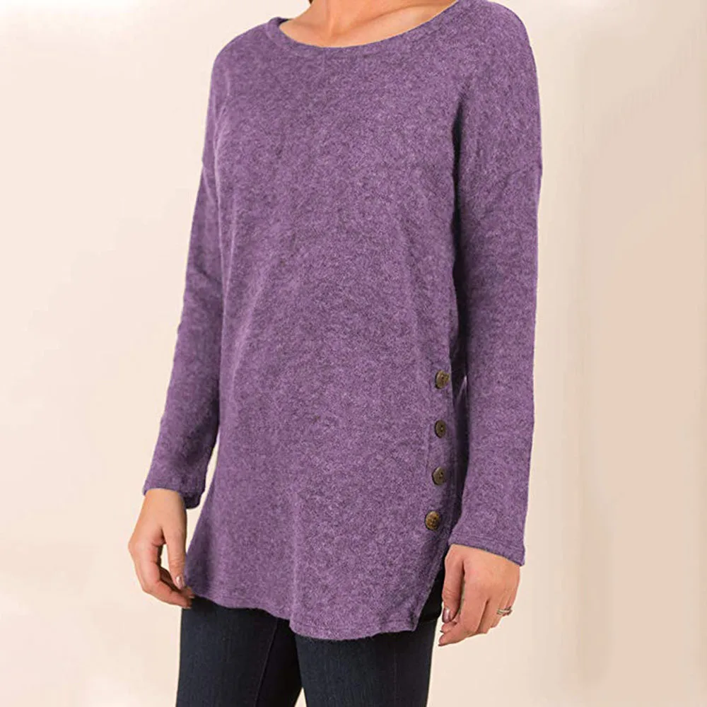 Women Autumn Winter Oversized Sweater O Neck Loose Sweater Button Side Long Sleeve Top Solid Pullover Sweaters Women 2019 NEW
Women Autumn Winter Oversized Sweater O Neck Loose Sweater Button Side Long Sleeve Top Solid Pullover Sweaters Women 2019 NEW
