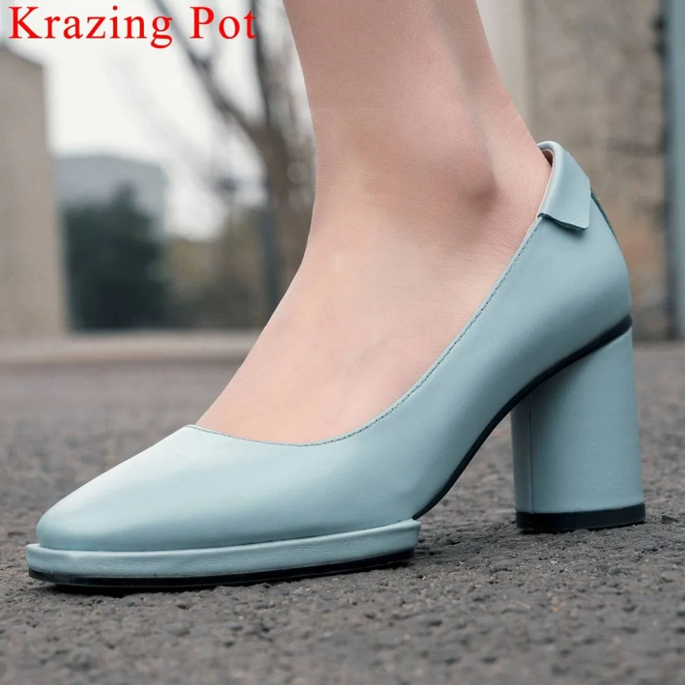 Krazing Pot European design genuine leather round high heels square toe slip on women pumps platform Mary Janes dress shoes L59
Krazing Pot European design genuine leather round high heels square toe slip on women pumps platform Mary Janes dress shoes L59