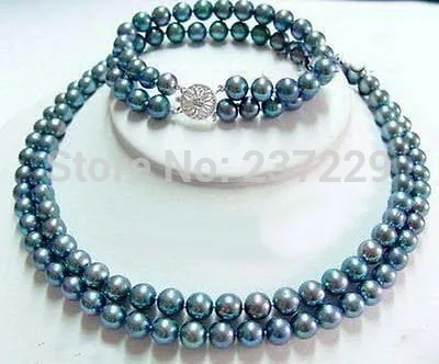 DD Wholesale price FREE SHIPPING ^2 Rows Real Black Blue Pearl 18KWGP Flower Clasp Necklace Bracelet
DD Wholesale price FREE SHIPPING ^2 Rows Real Black Blue Pearl 18KWGP Flower Clasp Necklace Bracelet
