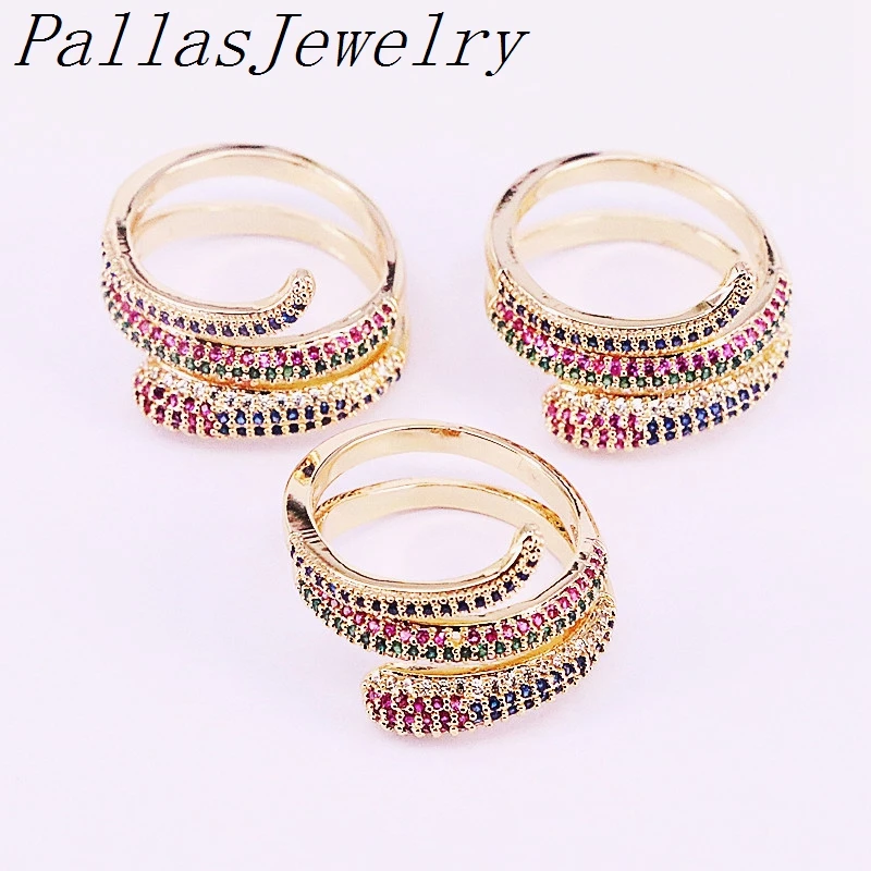 6Pcs Fashion micro pave cz rainbow ring new design gold color colorful cz finger rings For Women Jewelry
6Pcs Fashion micro pave cz rainbow ring new design gold color colorful cz finger rings For Women Jewelry
