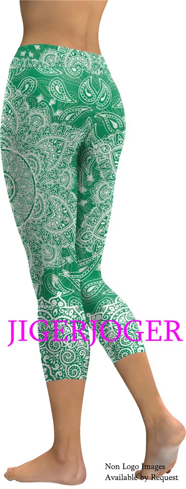 JIGERJOGER Spring Yellow Ganesha Capris Leggings JIGERJOGER Spring Yellow Ganesha Capris Leggings