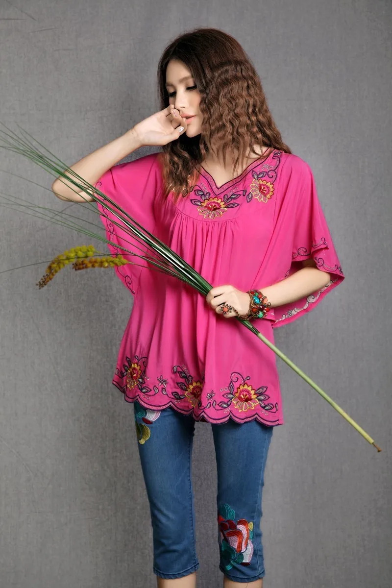 Floral Embroidered Maternity Blouse