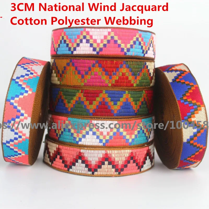 3CM 2 Meter National Wind Jacquard Cotton Polyester Webbing Tape Bag Straps Belt Sling Seat belt webbing Very Strong 3
3CM 2 Meter National Wind Jacquard Cotton Polyester Webbing Tape Bag Straps Belt Sling Seat belt webbing Very Strong 3