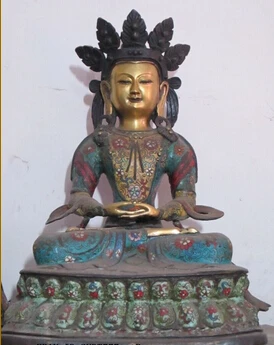 007795 18"Tibet Cloisonne 24k gold bronze Five leaf hoods Amitayus Amitabha Bodhisattva
007795 18"Tibet Cloisonne 24k gold bronze Five leaf hoods Amitayus Amitabha Bodhisattva