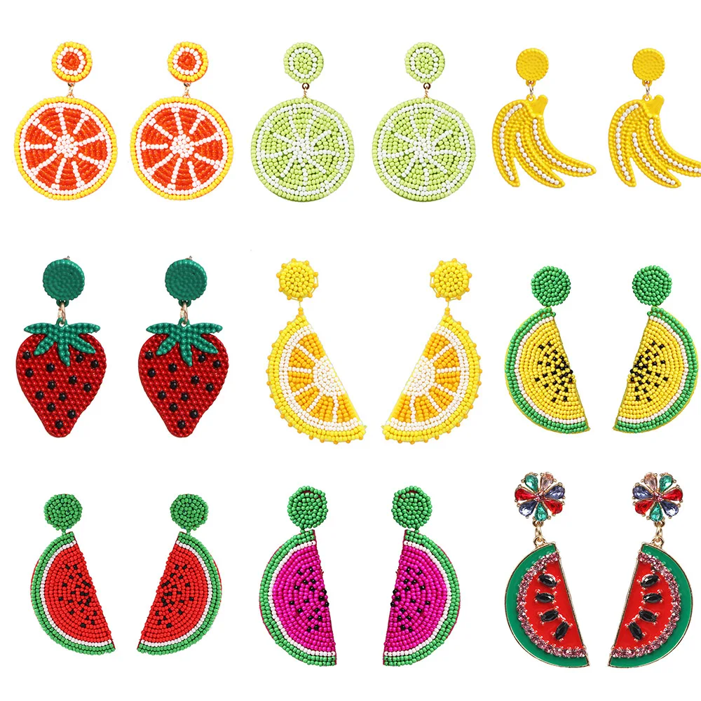 2019 New Hot Summer Style Handmade Seed Beads Fruit Lemon Drop Earrings Personality Watermelon Earrings For Woman Party Gift
2019 New Hot Summer Style Handmade Seed Beads Fruit Lemon Drop Earrings Personality Watermelon Earrings For Woman Party Gift