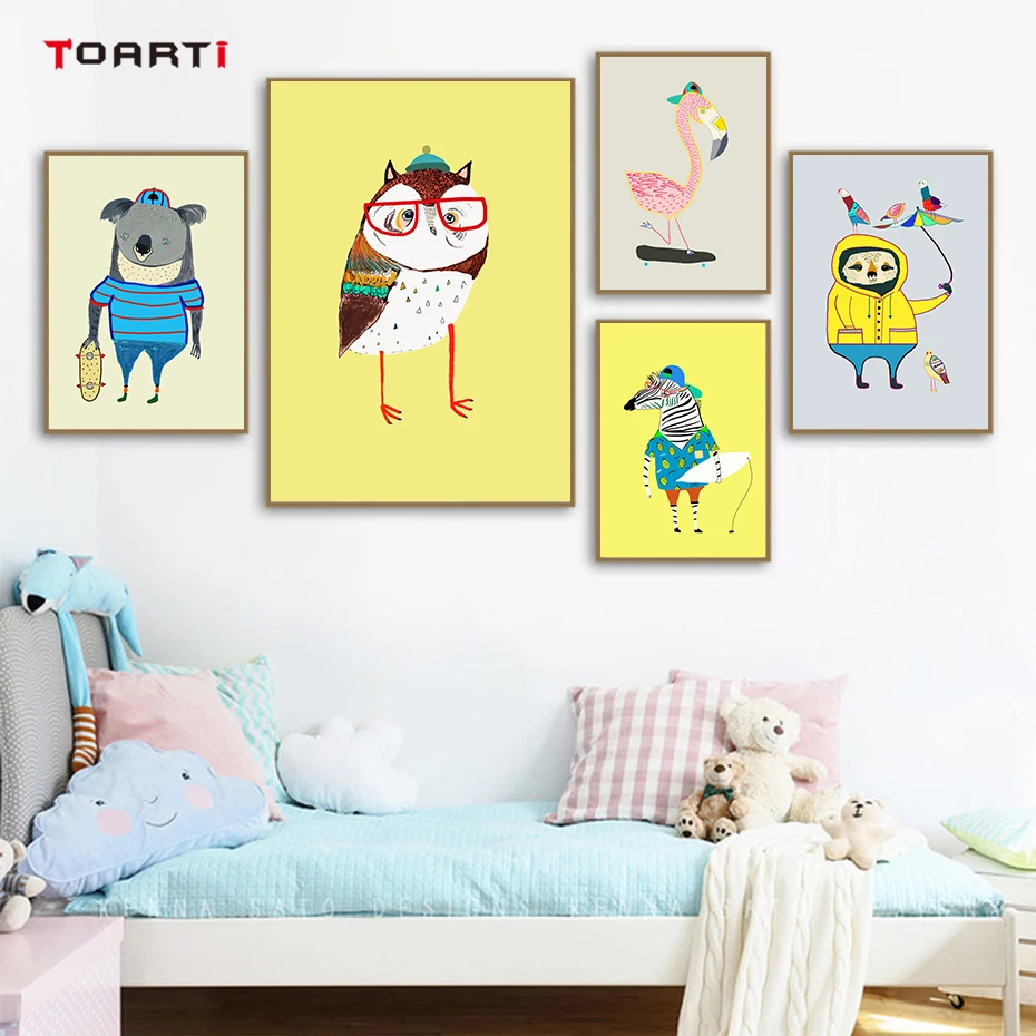 Amusing Cartoon Animals Wall Art Modern Painting Colorful Canvas Nursery Posters&Prints Kids Room Decoration Pictures Home Mural
Amusing Cartoon Animals Wall Art Modern Painting Colorful Canvas Nursery Posters&Prints Kids Room Decoration Pictures Home Mural