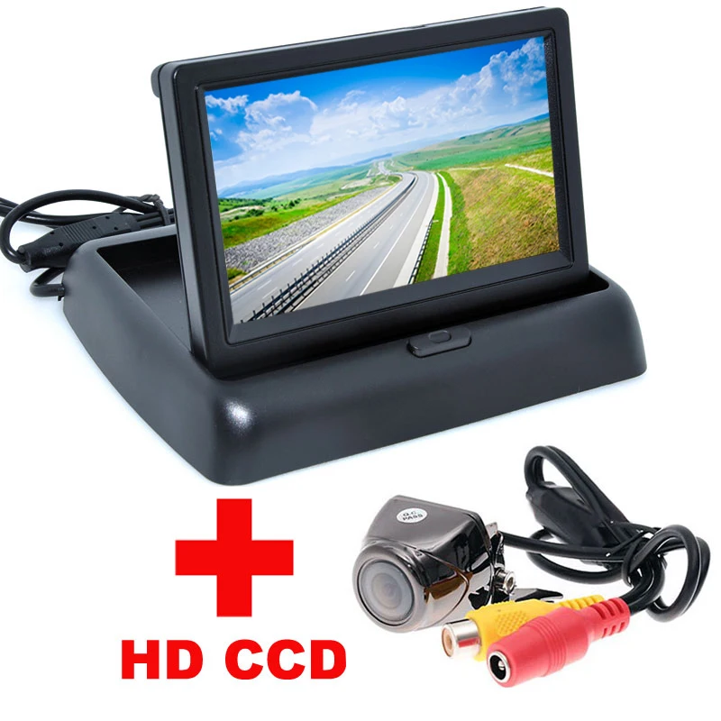 

4.3" Color LCD Video Foldable Car Monitor Auto Parking Assistance+ Universal night backup Camera Car CCD Rear View Camera