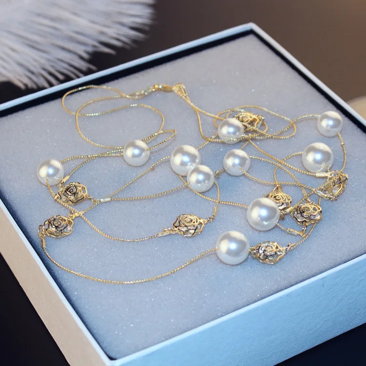 Trendy Korean Hollow Out Crystal Camellia Sweater Chain Necklace Long Layered Fringed Tassel Pearl Necklace
Trendy Korean Hollow Out Crystal Camellia Sweater Chain Necklace Long Layered Fringed Tassel Pearl Necklace