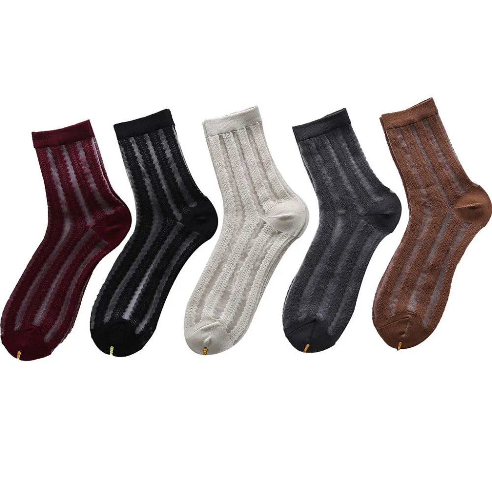2019 Women's thin section transparent crystal glass silk cotton socks female retro simple vertical stripes card stockings 40M23
2019 Women's thin section transparent crystal glass silk cotton socks female retro simple vertical stripes card stockings 40M23