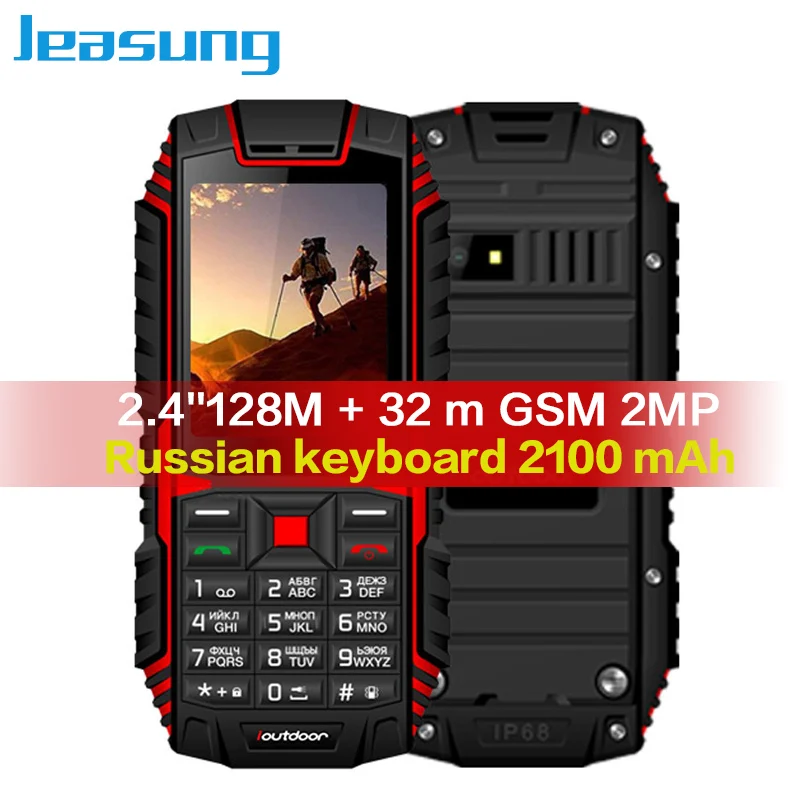 Jeasung ioutside T1 2G Телефон IP68 Ударопрочный мобильный телефон 2 4 '飘M + 32M GSM 2MP русская