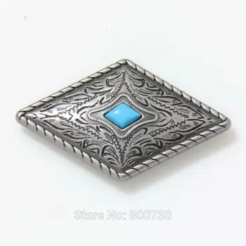 (KB303) Wholesale 50pc Prairie Dust Diamond Concho 1-11/16" x 1" Antique-Silver w/ Blue Stone Concho Leathercraft Hardware
(KB303) Wholesale 50pc Prairie Dust Diamond Concho 1-11/16" x 1" Antique-Silver w/ Blue Stone Concho Leathercraft Hardware