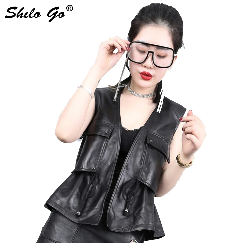 SHILO GO Leather Vest Womens Spring Fashion sheepskin genuine leather Vest V Neck front pocket tie waist Casual ruffles vest
SHILO GO Leather Vest Womens Spring Fashion sheepskin genuine leather Vest V Neck front pocket tie waist Casual ruffles vest