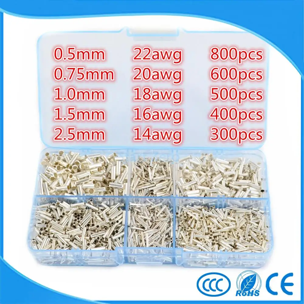 2600pcs/lot 5 Model EN series set Wire Copper Crimp Connector Insulated Cord Pin End Terminal Kit
2600pcs/lot 5 Model EN series set Wire Copper Crimp Connector Insulated Cord Pin End Terminal Kit