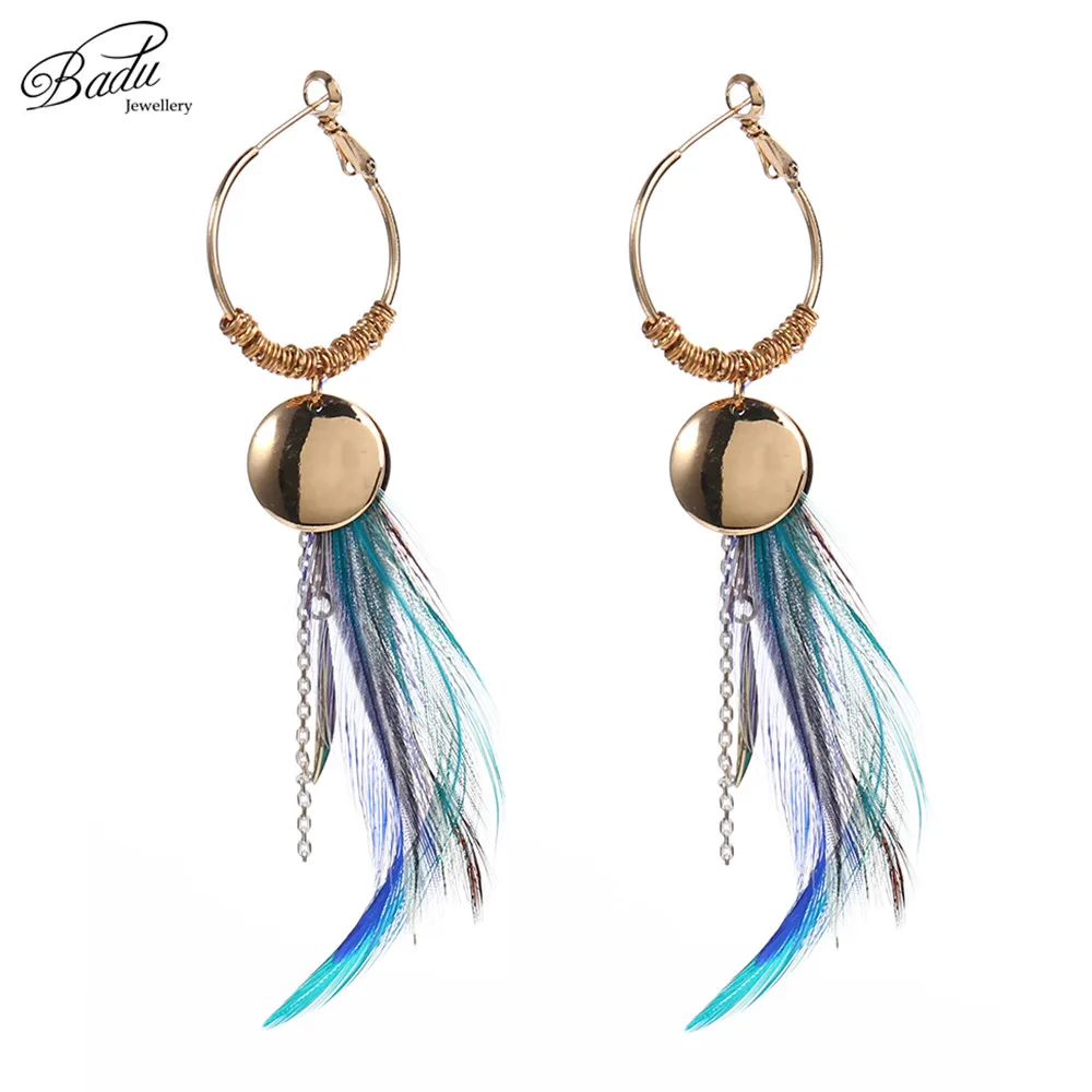 Badu Blue Feather Earring Women Round Gold Hoop Long Feathers Vintage Light Weight Earrings Christmas Party Jewelry Winter
Badu Blue Feather Earring Women Round Gold Hoop Long Feathers Vintage Light Weight Earrings Christmas Party Jewelry Winter