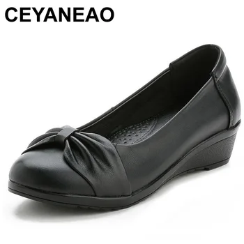 CEYANEAO Genuine Leather Slip On Casual Shoes Women Pumps Concise Black Bowknot Low Heels Wedge Shoes Round Toe Mother ShoeE1477
CEYANEAO Genuine Leather Slip On Casual Shoes Women Pumps Concise Black Bowknot Low Heels Wedge Shoes Round Toe Mother ShoeE1477