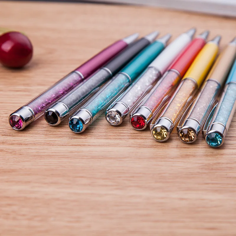 Фото 18 Colors 1pcs products exquisite crystal pen gifts water drill metal ball business oily Office School stationery | Канцтовары для