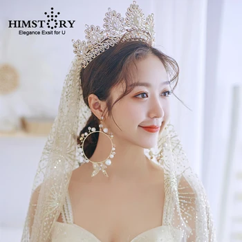 Himstory Queen Crown Tiara Fashion Zircon Retro Champagne Gold Crown Veil Earring Bridal Hair Jewelry Banquet Party Accessories
Himstory Queen Crown Tiara Fashion Zircon Retro Champagne Gold Crown Veil Earring Bridal Hair Jewelry Banquet Party Accessories