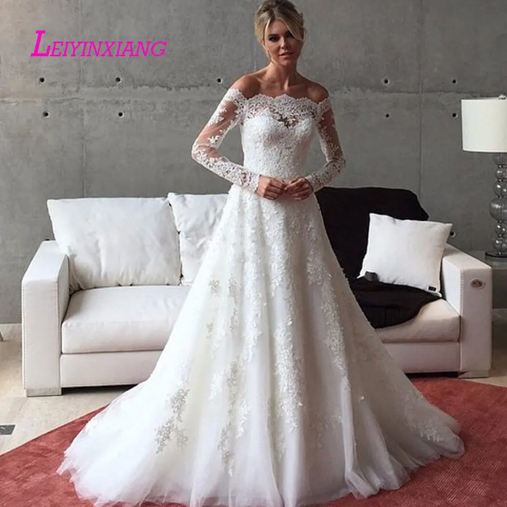 LEIYINXIANG Bride Dress Wedding Dress Vestido De Noiva Sereia Robe Sexy A-Line Zipper Lace Appliques Elegant Boath Neck Full
LEIYINXIANG Bride Dress Wedding Dress Vestido De Noiva Sereia Robe Sexy A-Line Zipper Lace Appliques Elegant Boath Neck Full