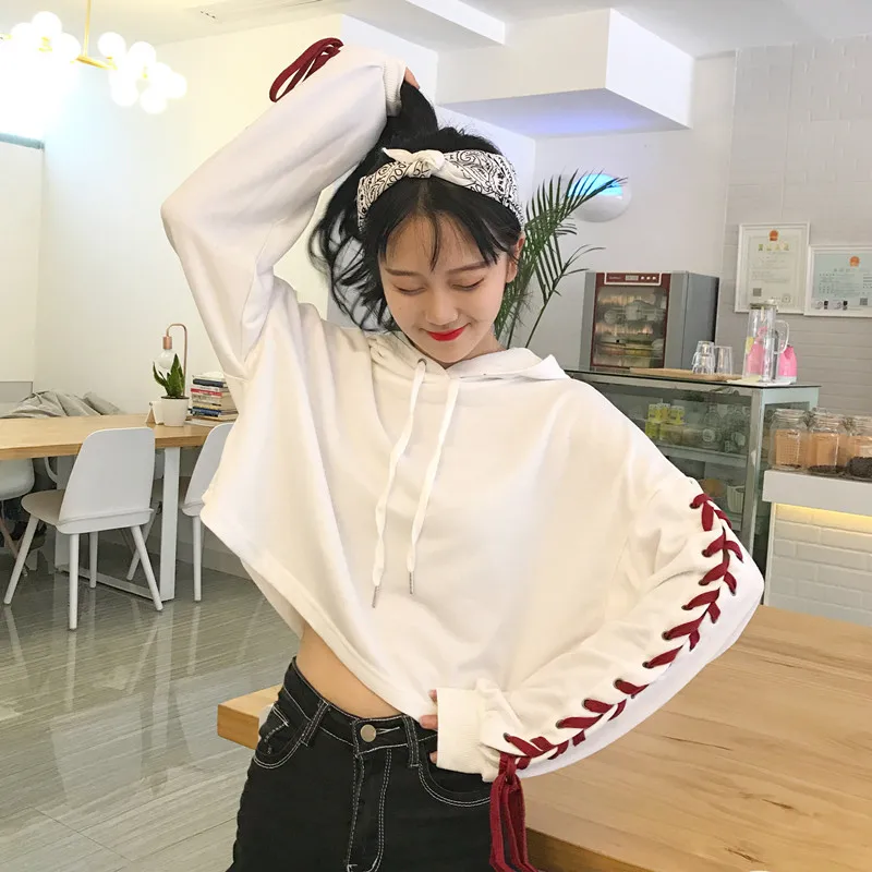 Small fresh New ulzzang korean autumn Women's Clothing Harajuku loose bandages sleeve solid full short tops Hoodies Sweatshirts
Small fresh New ulzzang korean autumn Women's Clothing Harajuku loose bandages sleeve solid full short tops Hoodies Sweatshirts