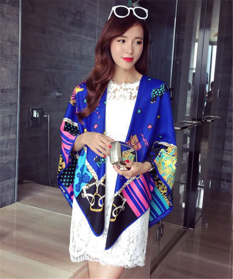 Luxury Brand Twill Silk Pashmina Classic Horse Star Print Big Square Scarf Summer Womens Beach Shawl 130-130cm Handkerchief Blue
Luxury Brand Twill Silk Pashmina Classic Horse Star Print Big Square Scarf Summer Womens Beach Shawl 130-130cm Handkerchief Blue