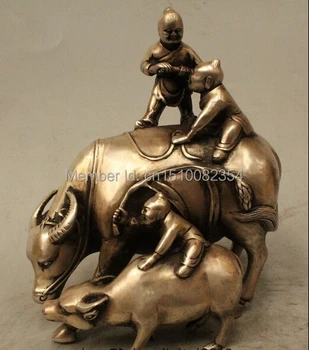 8" China Feng Shui Silver Zodiac Year Bull Oxen Mother Son Boy Statue Sculpture
8" China Feng Shui Silver Zodiac Year Bull Oxen Mother Son Boy Statue Sculpture
