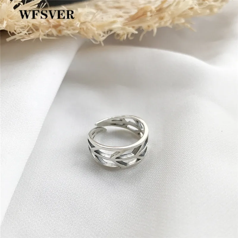 WFSVER korea style 925 sterling silver ring for women vintage openwork leaf pattern design ring opening adjustable fine jewelry
WFSVER korea style 925 sterling silver ring for women vintage openwork leaf pattern design ring opening adjustable fine jewelry
