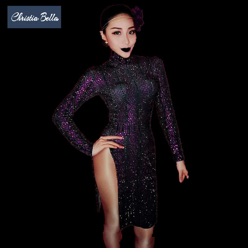 Bling Rhinestones Party Dress Women Long Sleeve One-piece Dress Bodycon Nightclub Singer Dancer Stage Costumes Jazz DJ Outfits
Bling Rhinestones Party Dress Women Long Sleeve One-piece Dress Bodycon Nightclub Singer Dancer Stage Costumes Jazz DJ Outfits