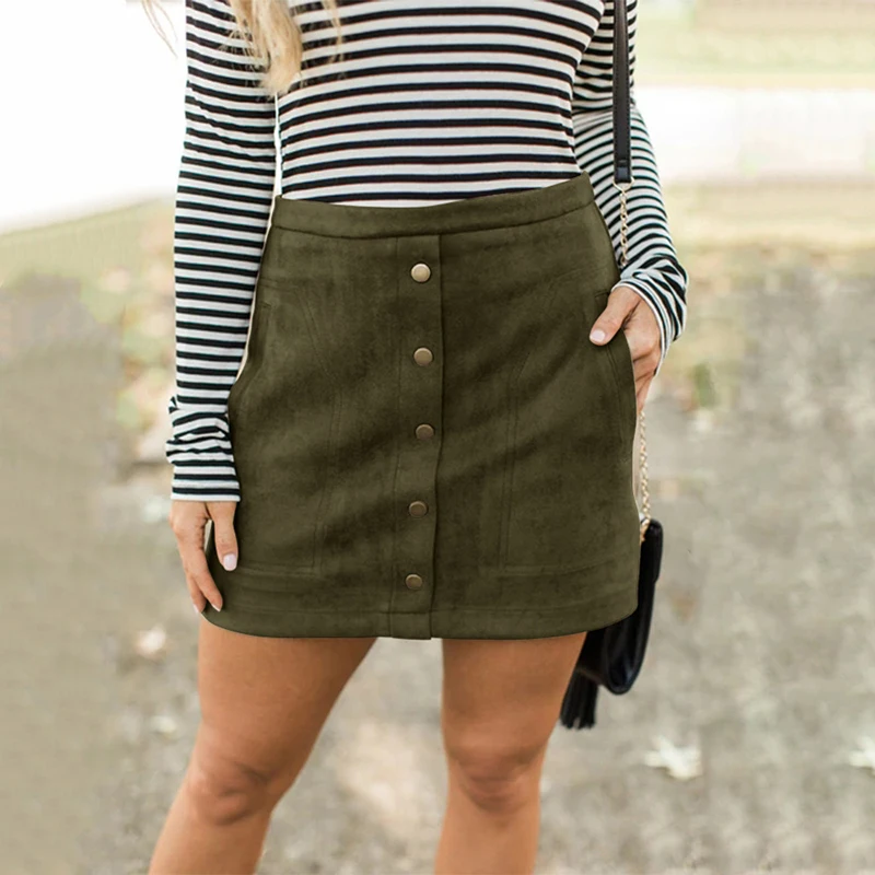 New Women Autumn Winter Mini Suede Skirts Zippers Pockets Buttons Ladies Casual Slim Sexy Above Knee Skirts Size S-XL
New Women Autumn Winter Mini Suede Skirts Zippers Pockets Buttons Ladies Casual Slim Sexy Above Knee Skirts Size S-XL