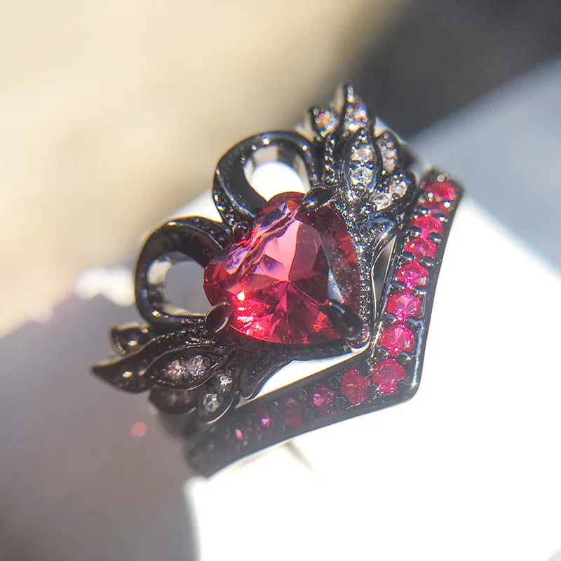 Bamos Red Heart Promise Engagement Ring Set Vintage Angel Wings Wedding Rings For Women Black Gold Filled Birthstone Jewelry
Bamos Red Heart Promise Engagement Ring Set Vintage Angel Wings Wedding Rings For Women Black Gold Filled Birthstone Jewelry