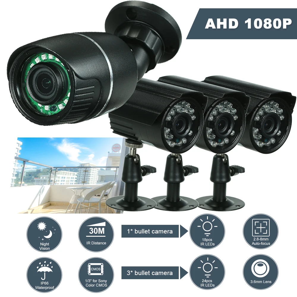 1080P AHD CCTV Camera Kit With 3 pcs Waterproof Bullet CCTV Camera +1pcs 1080P Auto-focus AHD Waterproof Bullet CCTV Camera
1080P AHD CCTV Camera Kit With 3 pcs Waterproof Bullet CCTV Camera +1pcs 1080P Auto-focus AHD Waterproof Bullet CCTV Camera