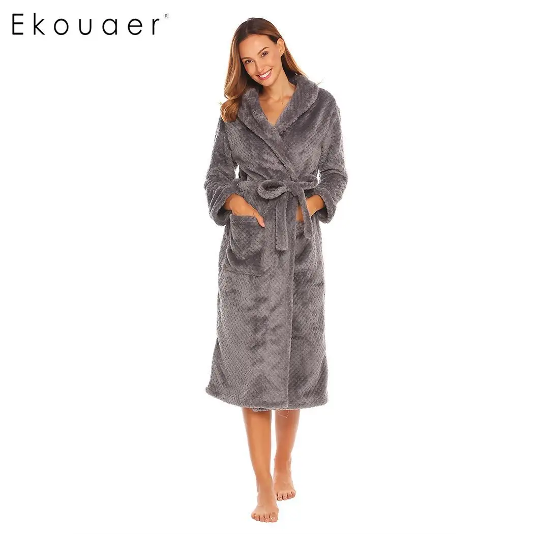 Ekouaer Robe Women Winter Plush Fleece Bathrobes Soft Warm Shawl Collar Lace Up Wrap Bride Robe with Belt Femme Spa Bathrobe
Ekouaer Robe Women Winter Plush Fleece Bathrobes Soft Warm Shawl Collar Lace Up Wrap Bride Robe with Belt Femme Spa Bathrobe