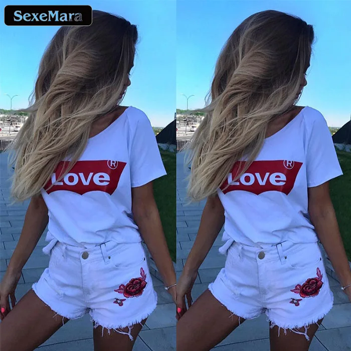 Summer Fashion Cotton T Shirt Tops Women Short Sleeve Love Letter Print Loose T-Shirt Casual Ladies White Tshirt Tee Shirt Femme
Summer Fashion Cotton T Shirt Tops Women Short Sleeve Love Letter Print Loose T-Shirt Casual Ladies White Tshirt Tee Shirt Femme