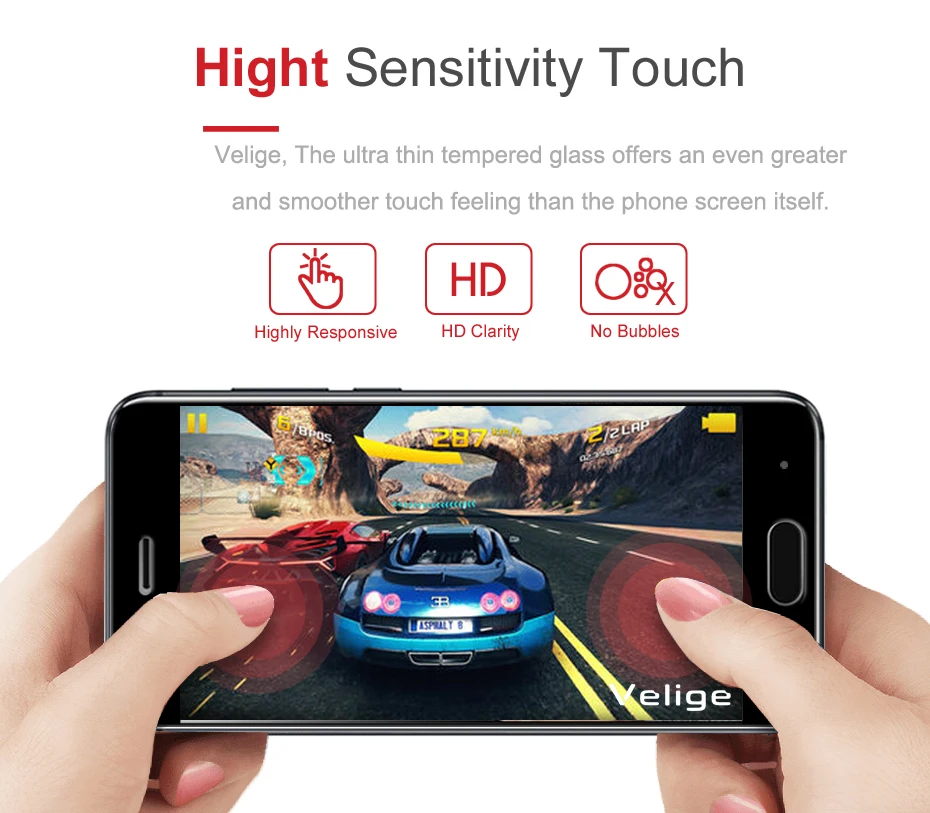Velige 2.5D Full Cover Tempered Glass for Huawei Honor 9 Honor9 Screen Protector HD Clarity 9H Glass Protective Film (3)