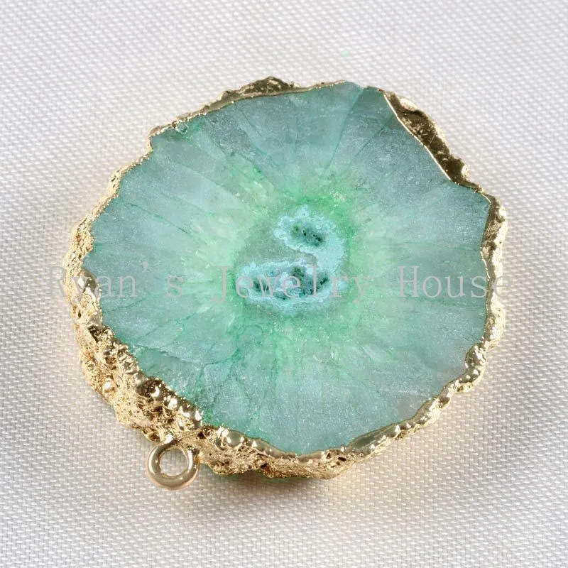 S003-3 green color quartz druzy flower connector