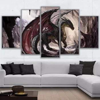 5 panel canvas wall art painting Terrible dragon For Living Room Modern Home Decor
5 panel canvas wall art painting Terrible dragon For Living Room Modern Home Decor