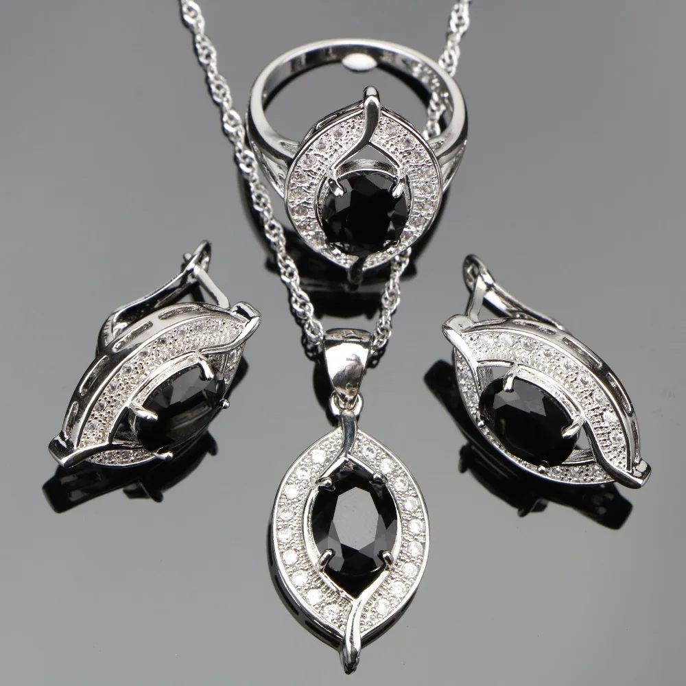 Black Cubic Zirconia 925 Sterling Silver Jewelry Sets Costume Women Earrings With Stones Rings Pendants&Necklaces Set Gift Box
Black Cubic Zirconia 925 Sterling Silver Jewelry Sets Costume Women Earrings With Stones Rings Pendants&Necklaces Set Gift Box
