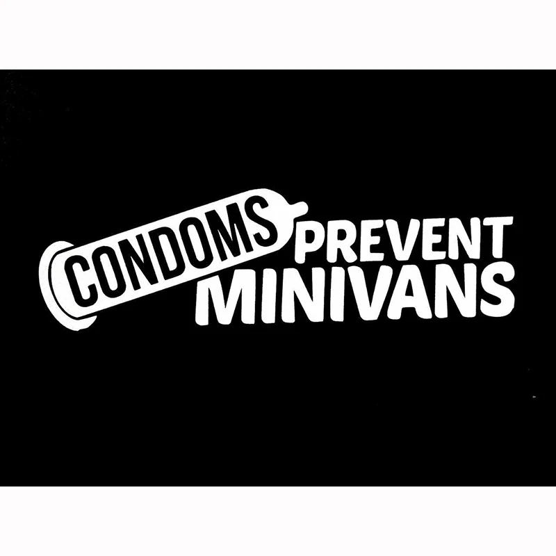 Condoms Prevent Minivans JDM Funny Car Truck Window Sticker Decal Funny Personality Stickers
Condoms Prevent Minivans JDM Funny Car Truck Window Sticker Decal Funny Personality Stickers