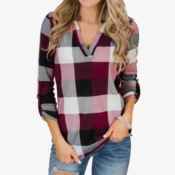 Office Lady V-neck Plaid Blouse Casual Long Sleeve Female Shirt Top 2020 AutumnAutumn Fashion Plus Size Woman Vintage Blouses
Office Lady V-neck Plaid Blouse Casual Long Sleeve Female Shirt Top 2020 AutumnAutumn Fashion Plus Size Woman Vintage Blouses