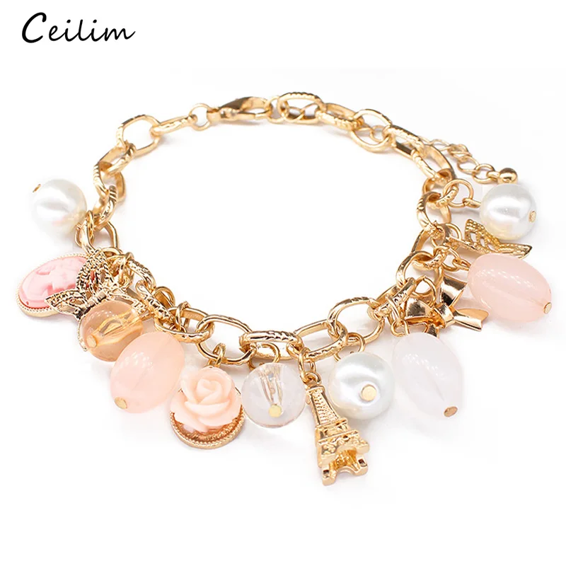 Lovely Flower Charm Bracelet for Women Gold Color Simulated-pearl Bracelets Link Chain Fashion Jewelry
Lovely Flower Charm Bracelet for Women Gold Color Simulated-pearl Bracelets Link Chain Fashion Jewelry