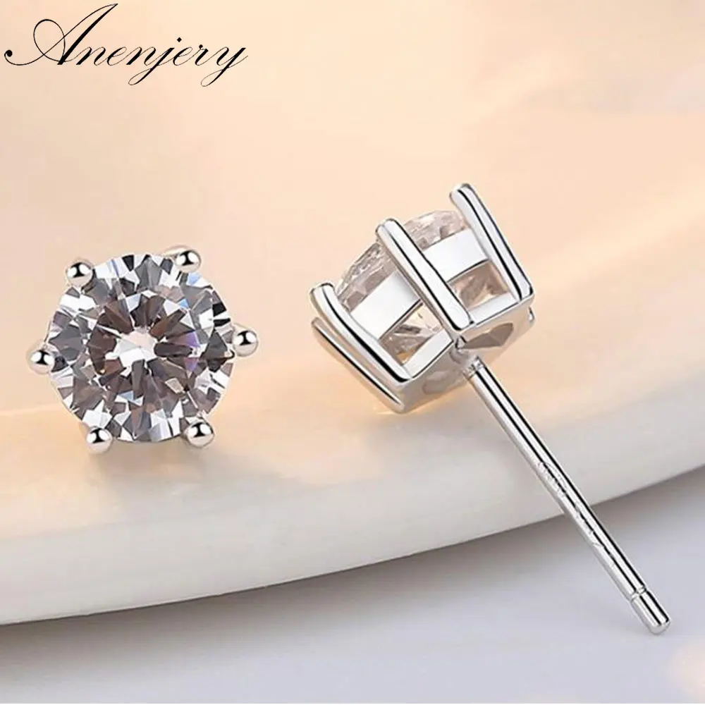 Anenjery 925 Sterling Silver Earrings Classic Six Claw Zircon Stud Earrings For Women Men oorbellen boucle d'oreille S-E34
Anenjery 925 Sterling Silver Earrings Classic Six Claw Zircon Stud Earrings For Women Men oorbellen boucle d'oreille S-E34