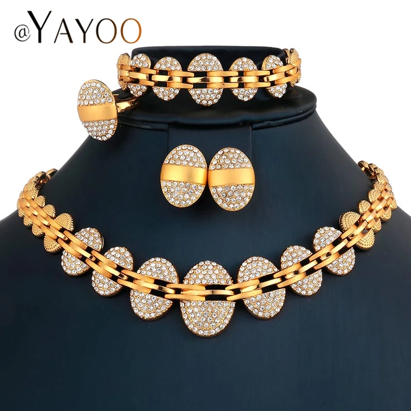 AYAYOO Indian African Beads Jewelry Set For Women Wedding Bridal Gold Color Jewelry Sets Imitation Crystal Jewelery Costume
AYAYOO Indian African Beads Jewelry Set For Women Wedding Bridal Gold Color Jewelry Sets Imitation Crystal Jewelery Costume