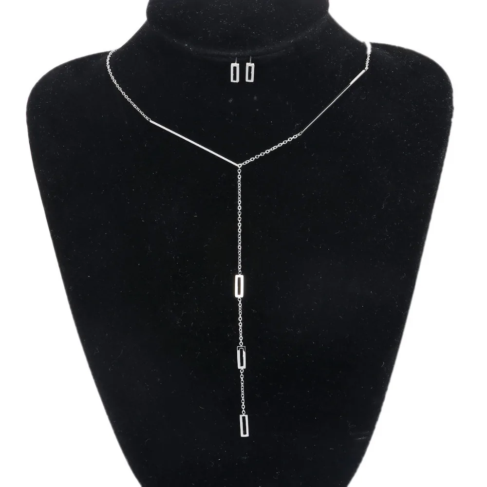 8SEASONS 304 Stainless Steel Jewelry Sweater Necklace Stud Earring Set Dull Silver Color Rectangle Heart Round Fashion, 1 Set
8SEASONS 304 Stainless Steel Jewelry Sweater Necklace Stud Earring Set Dull Silver Color Rectangle Heart Round Fashion, 1 Set