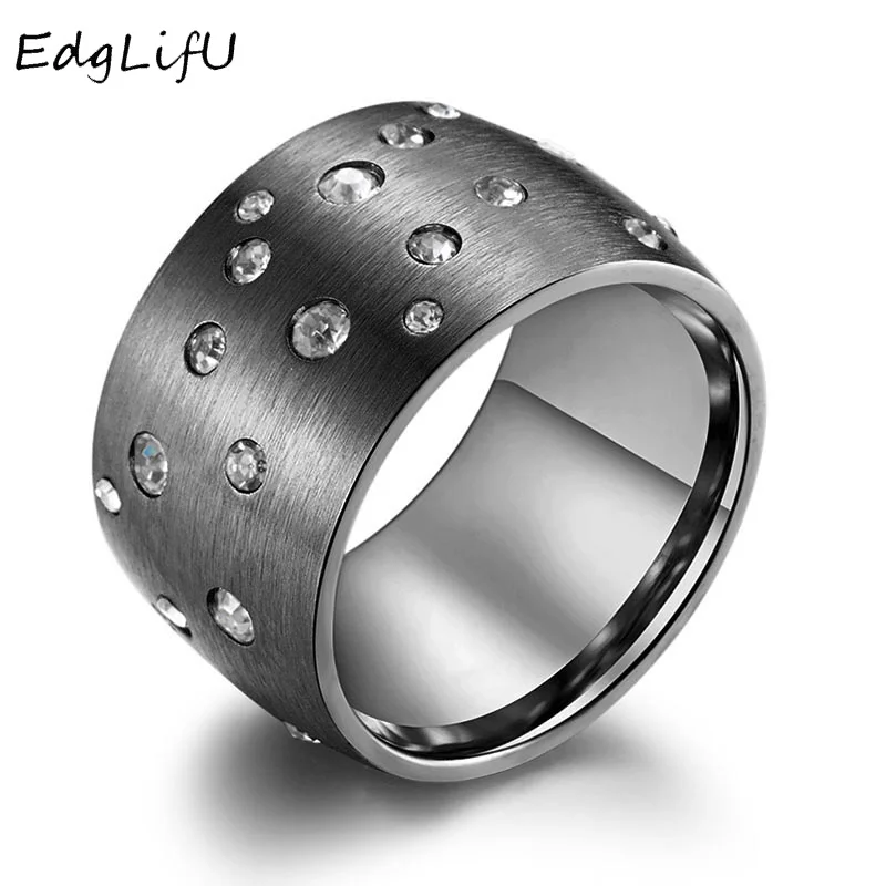 EdgLifU Men's Wide Ring Paved Clear Crystals Titanium Steel Rings For Men Stainless Steel Wedding Ring Jewelry Anillo masculino
EdgLifU Men's Wide Ring Paved Clear Crystals Titanium Steel Rings For Men Stainless Steel Wedding Ring Jewelry Anillo masculino