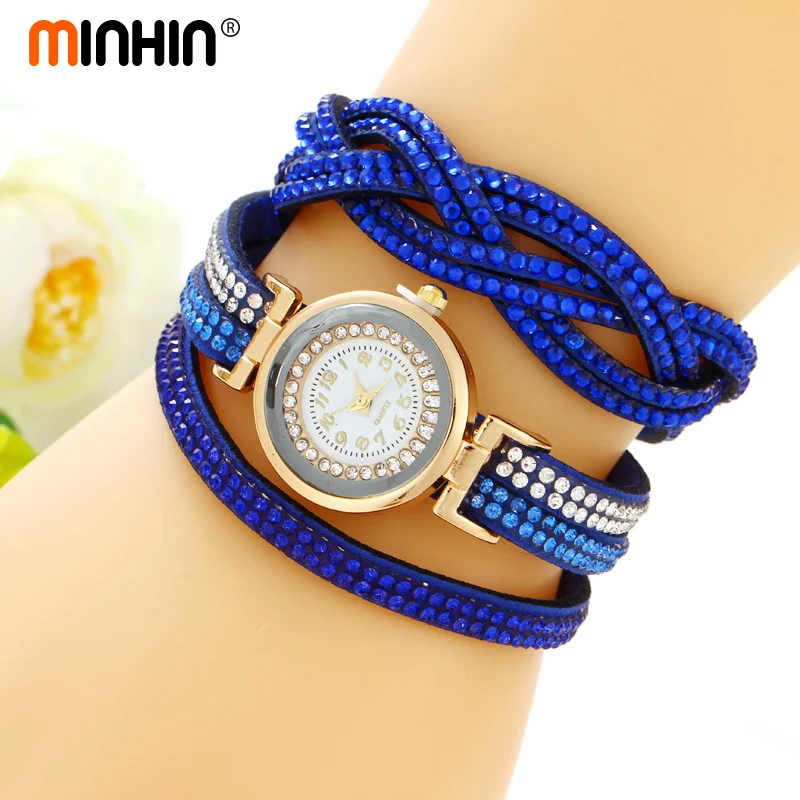 MINHIN Fashion Women Dress Leather Watch Luxury Crystal Two Rows Bracelet Wristwatch Casual Rhinestone Quartz Watch Gift
MINHIN Fashion Women Dress Leather Watch Luxury Crystal Two Rows Bracelet Wristwatch Casual Rhinestone Quartz Watch Gift