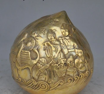 

Chinese china folk copper brass 8 Immortal God Longevity Shou Peach lucky Statue