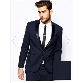 2017 New costume homme navy blue Custom Made Wedding Suits for men Black Lapel Tuxedos mens Suits man Party Suit (Jacket+Pants)
2017 New costume homme navy blue Custom Made Wedding Suits for men Black Lapel Tuxedos mens Suits man Party Suit (Jacket+Pants)
